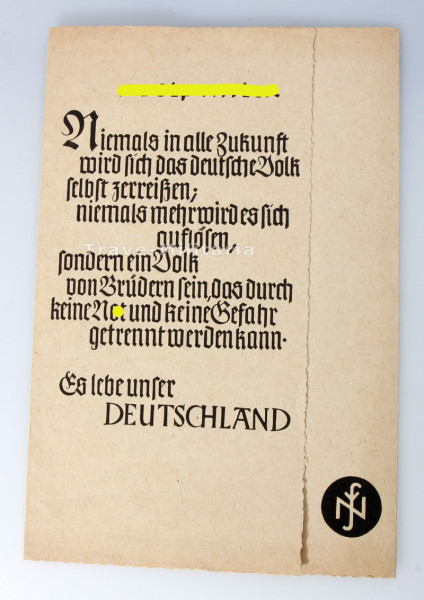 NSV Geburtstags- Grusskarte Pg. Julius Fetz 15.2.38