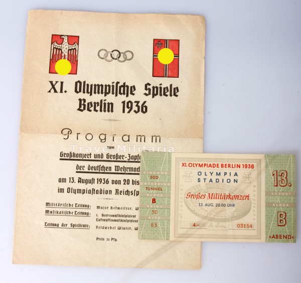 Olympische Spiele Berlin 19936 Programm + Eintrittskarte zum Großkonzert