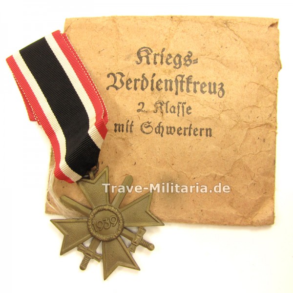 Kriegsverdienstkreuz 2. Klasse mit Schwertern in Verleihtüte Poellath