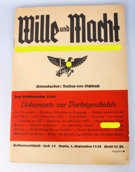 Heft "Wille und Macht - Dokumente zur Parteigeschichte" 1. Sepltember 1937