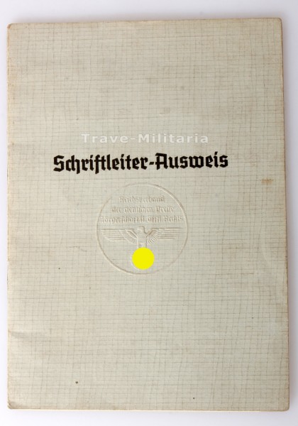 Schriftleiter Ausweis Fenske Landesverband Westfalen.