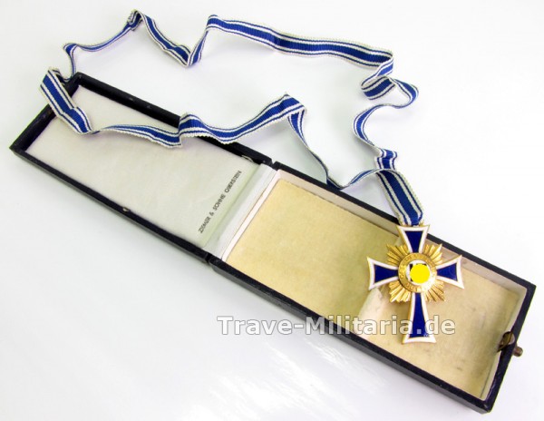 Ehrenkreuz der Deutschen Mutter in Gold mit Etui - Hersteller Ziemer und Söhne