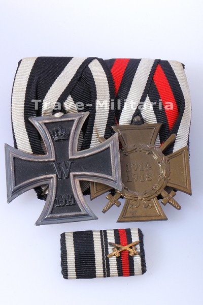 2er Ordensspange Eisernes Kreuz 2. Klasse 1914 / Ehrenkreuz für Frontkämpfer