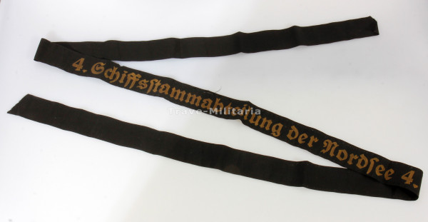 Kriegsmarine Mützenband "4. Schiffsstammabteilung der Nordsee 4."