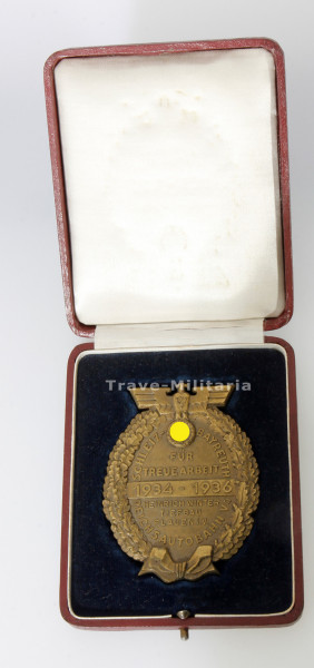 Heinrich Winter Tiefbau Medaille für Treue Arbeit Reichsautobahn 1934-1936 im Etui