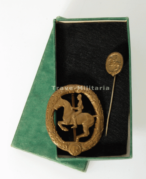 Deutsches Reiterabzeichen in Bronze 1930 im Etui mit Miniatur