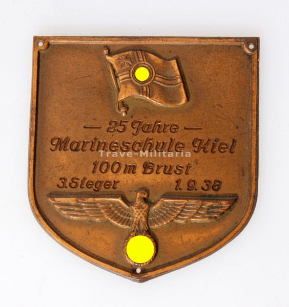 Siegerplakette 100m Brust 25 Jahre Marineschule Kiel 1.9.38