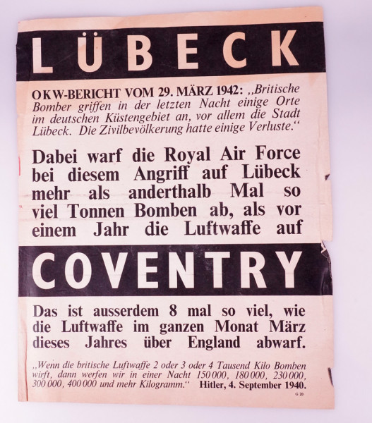 Flugblatt 1942 Lübeck - Coventry