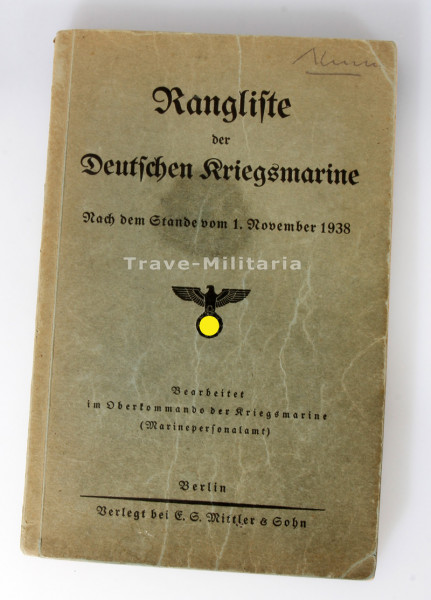 Rangliste der Deutschen Kriegsmarine 1. November 1938