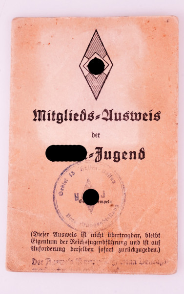 Mitglieds-Ausweis der HJ Heinrich Paul