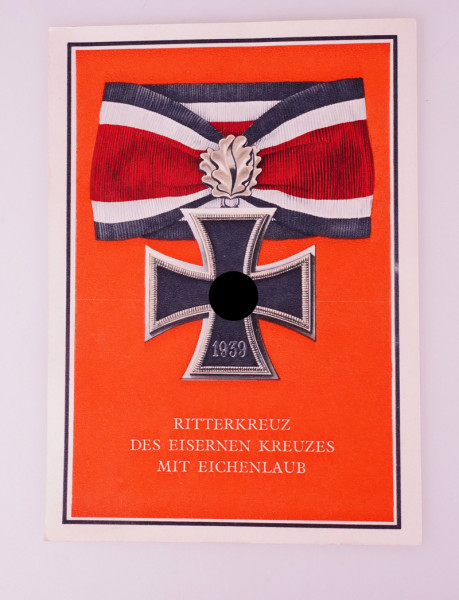 Postkarte "Die Kriegsorden des Großdeutschen Reiches - Ritterkreuz mit Eichenlaub"