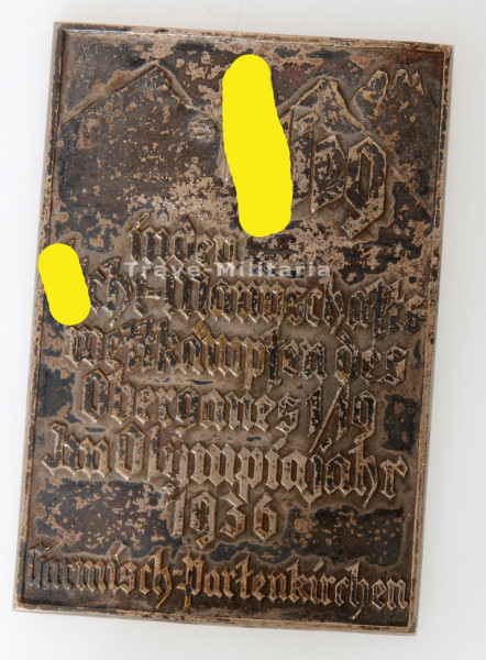 Siegerplakette Schi-Mannschafftswettkämpfe Obergau 1/19 1936