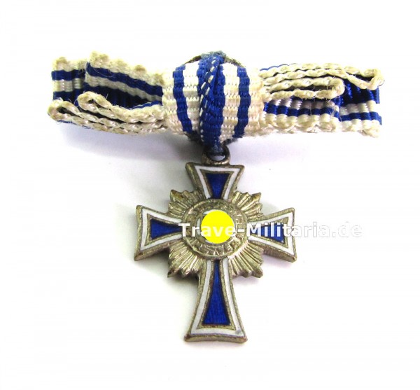 Miniatur Ehrenkreuz der Deutschen Mutter in Silber an Damenschleife