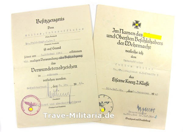 2er Urkundengruppe Feldregiment d. LW. 3