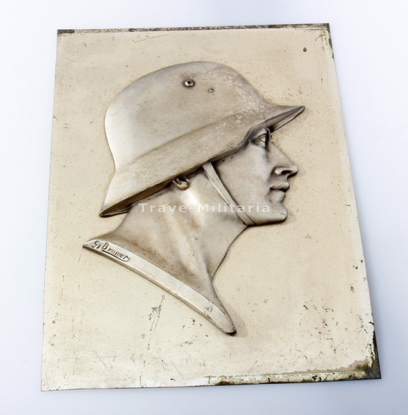 Wandplakette Relief Soldat mit Stahlhelm Georg Bommer