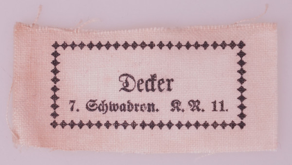 Kleidungsetikett Decker 7. Schwadron K.R.11