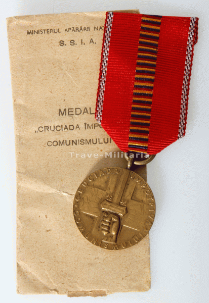 Rumänien Medaille Kreuzzug gegen den Kommunismus mit Tüte