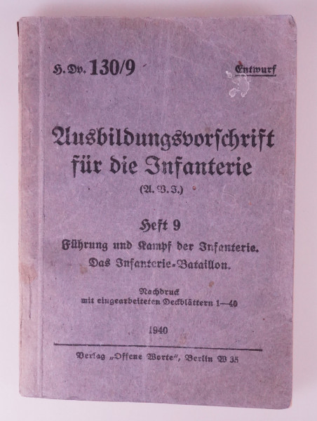 Ausbildungsvorschrift f.d. Infanterie - Heft 9