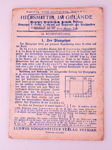 Wehrsporttafel 12 Hilfsmittel im Gelände