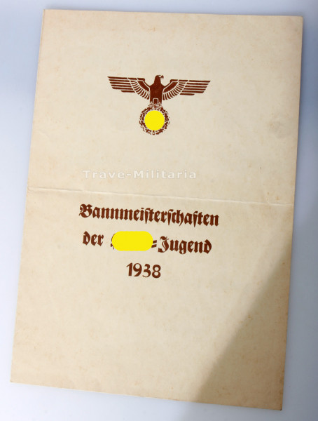 Urkunde Bannmeisterschaften der HJ 1938