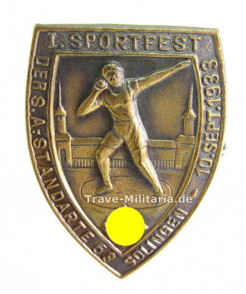 Abzeichen 1. Sportfest der SA Standarte 53 Solingen 10. Sept. 1933